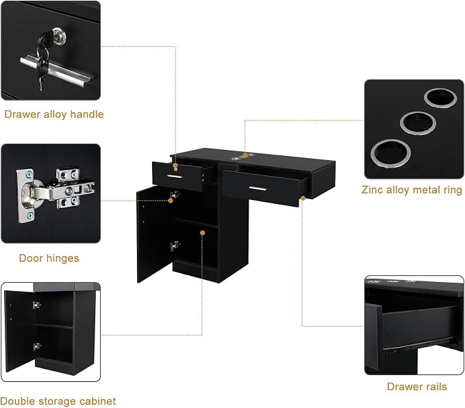 Wall Mount Styling Station for Hair Stylist, Wooden Hair Salon Station Storage - Image 5