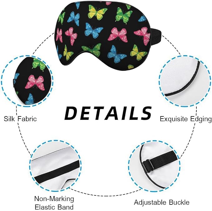 Rainbow Butterfly Sleep Mask Eye Mask Black Blue Pink Purple Butterfly Sleep - Image 3