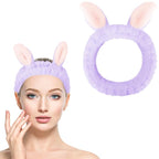 Jowmoy Cute Rabbit Ears Headband Frog Eye Elastic to Wash Face - Image 8