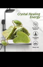 Jade Roller and Gua Sha Set, Natural Green Stone Facial Massage Tools - Image 6