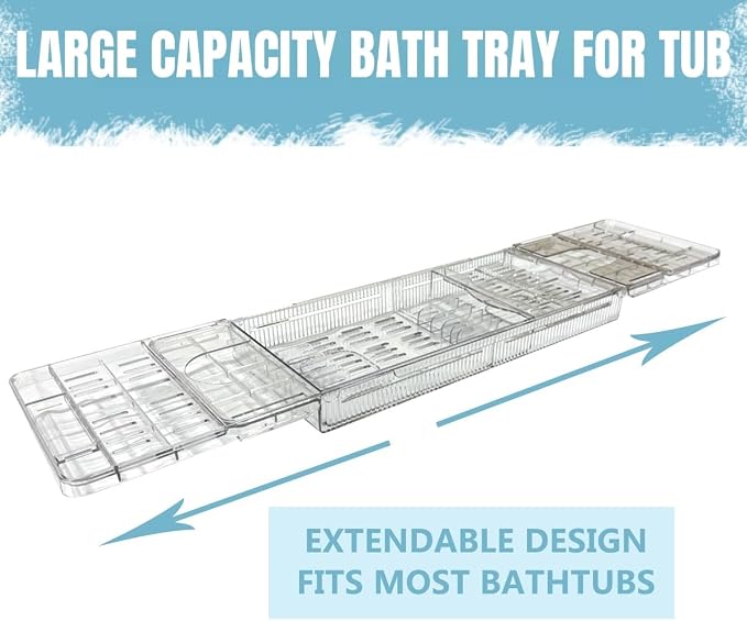 Large Capacity Adjustable Bath Tub Tray - Image 3