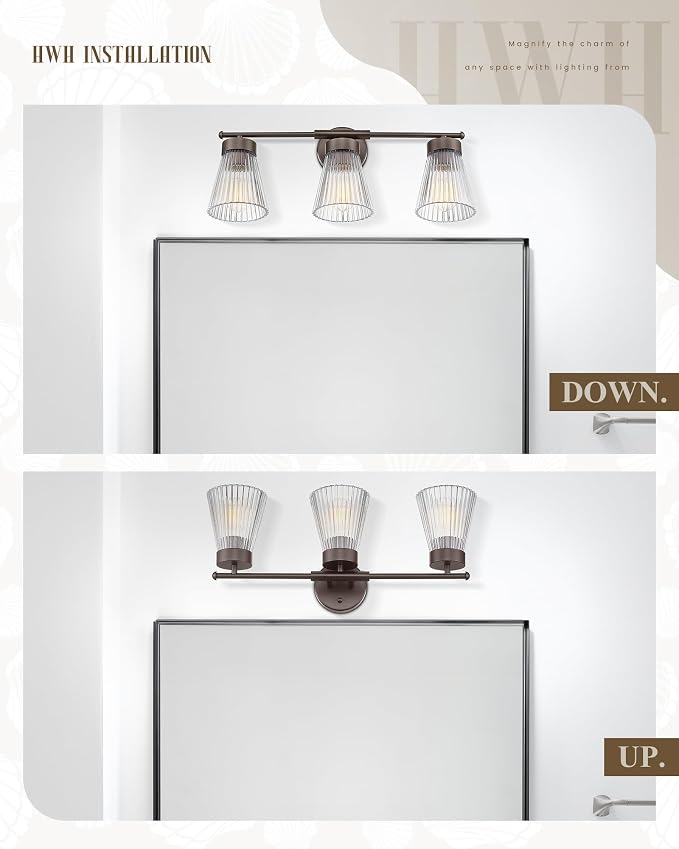 Bathroom Vanity Light Fixture, HWH 3-Light Farmhouse Vanity Lights Over Mirror - Image 4