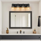 GoYeel Bathroom Light Fixtures Over Mirror, Matte Black Vanity Light 4 Light - Image 5