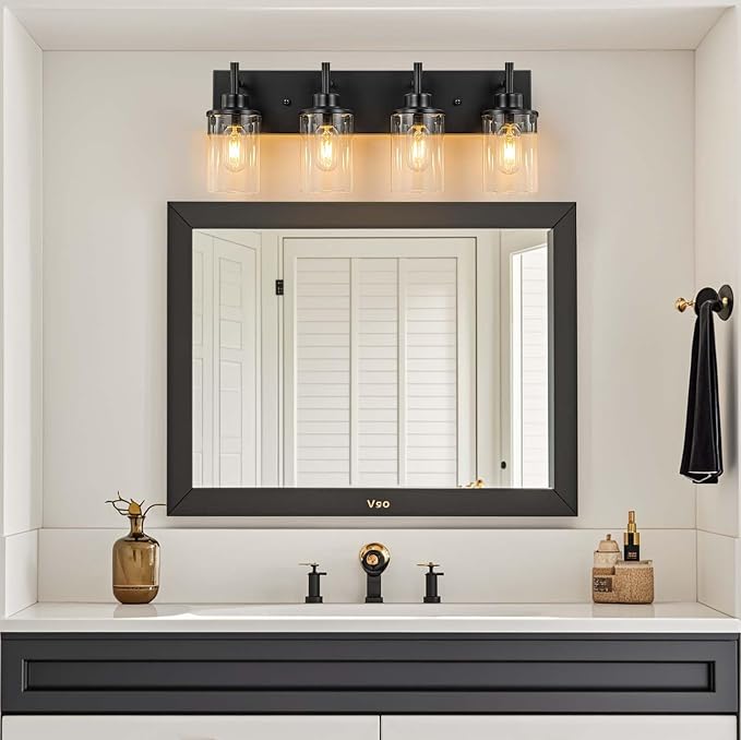 GoYeel Bathroom Light Fixtures Over Mirror, Matte Black Vanity Light 4 Light - Image 5