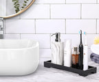 Luxspire Bathroom Vanity Tray, Resin Black Bathroom Tray Toilet Tank Tray - Image 2