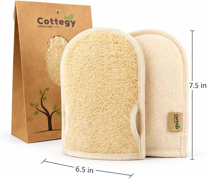 Premium Exfoliating Loofah Gloves – Natural Egyptian Loufa Sponge Body Scrubber - Image 2