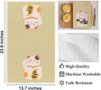 2PCS Cute Lucky Cat Kitchen Towels, Waving Cat Themed Gifts Waffle Weave Dish - Image 2