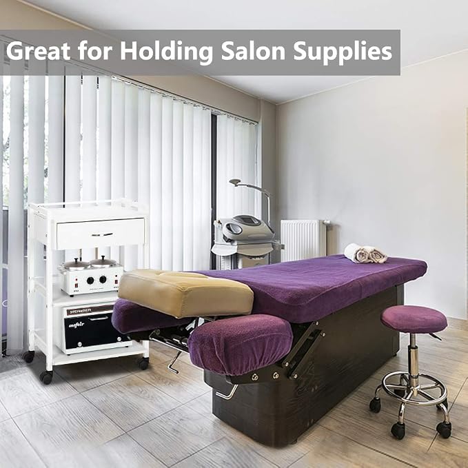 Salon Trolley Cart with Wheels, Wooden Rolling Storage Station, Mobile Utility - Image 7