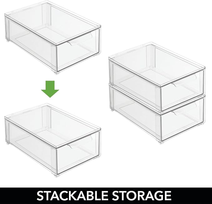 mDesign Plastic Stackable Bathroom Storage Organizer Bin - Image 5