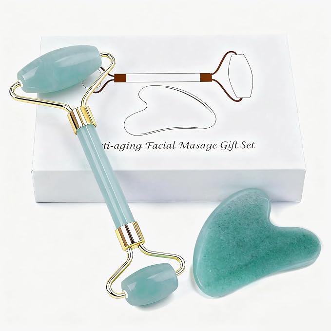 Jade roller and gua sha, facial roller, women's skincare tool, self-care gift by Werncy
