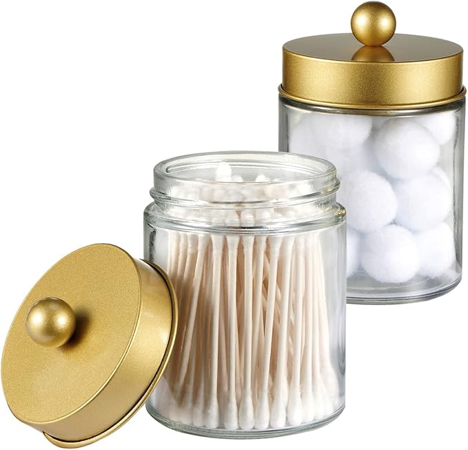 Amolliar 6Pc Apothecary Jars Bathroom Vanity Organizer- Rustic Farmhouse Decor - Image 8