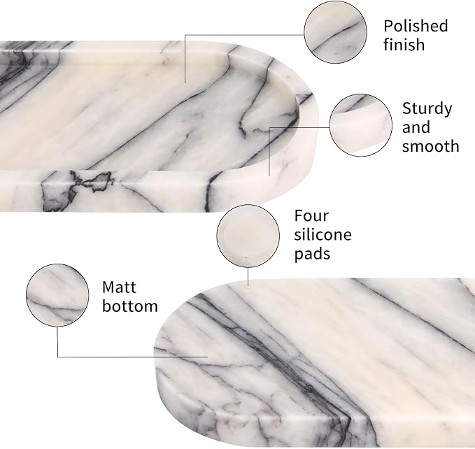 Natural Marble Tray Oval, Bathroom Vanity Tray - Image 3