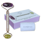 Amethyst + Jade Roller for Face and Neck Massage, Dual Gemstones by GEMPWR