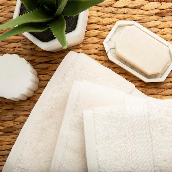 SUPERIOR Egyptian Cotton Pile 3 Piece Towel Set, Includes 1 Bath, 1 Hand - Image 8