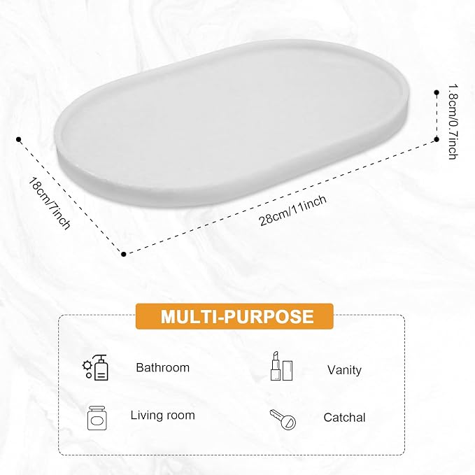Pure Natural Marble Tray for Bathroom, Sink. Cosmetics, toiletries, etc. can be - Image 2