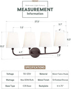 Bathroom Light Fixtures, 4 Light Oil Rubbed Bronze Vanity Lights - Image 2
