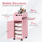 Modern Styling Station Cart for Hair Stylist, Wooden Hair Salon Station Storage - Image 7