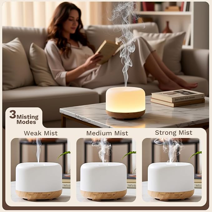 500ml Premium Essential Oil Diffuser, Quiet 4-in-1 Ultrasonic Aromatherapy - Image 5