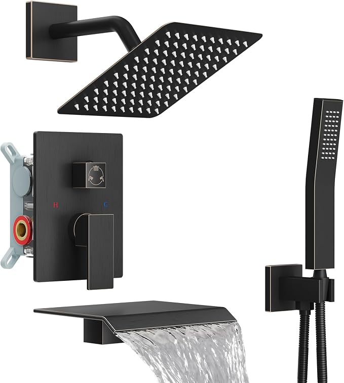 Midanya Shower System with Tub Spout, Bathtub Shower Faucet Set with Square by Midanya