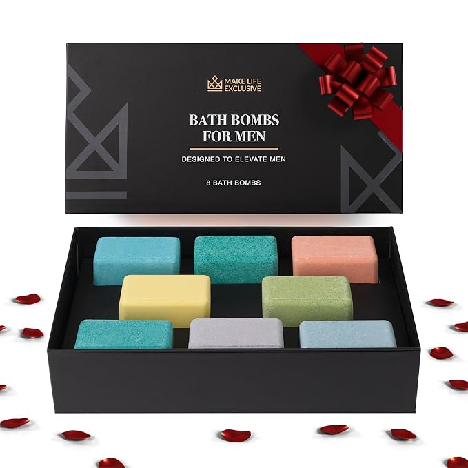 Bath Bombs for Men – 8 Large Block Shape Natural Mens Bath Bombs | Relaxing - Image 7