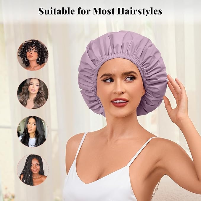 3 Pack Waterproof Reusable Shower Cap - Image 5
