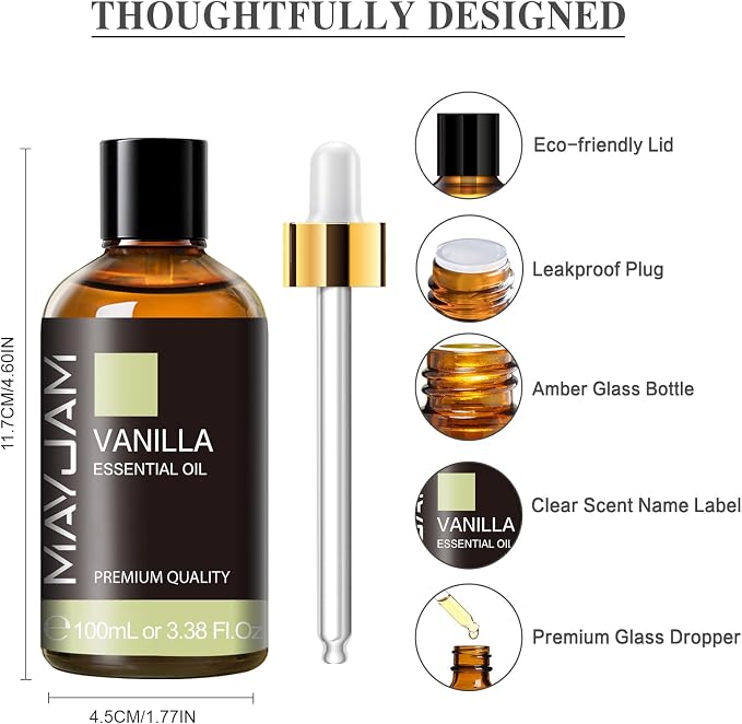 MAYJAM Vanilla Essential Oil 100ML, Pure Essential Oils - Image 3