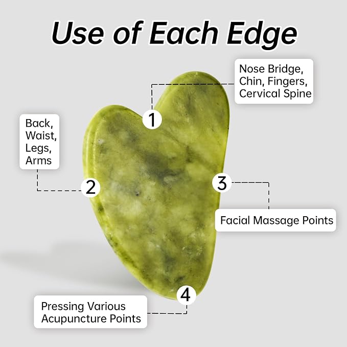 Jade Gua Sha and Face Roller, Real Jade Gua-Sha Stone Facial Tools Set - Image 5