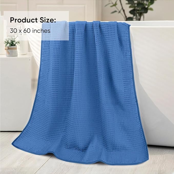 HOMEXCEL Waffle Bath Towels 4 Pack, Premium Microfiber Beach Towels, Ultra Soft - Image 6