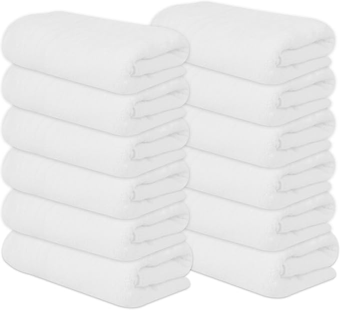 Medium Bath Towels Bulk Set of 12 – 100% Cotton Terry – 24" x 48" – Quick Dry - Image 7