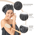 SUNLAND Microfiber Women Hair Drying Towel and Bath Towel Wrap, Adjustable Soft - Image 3
