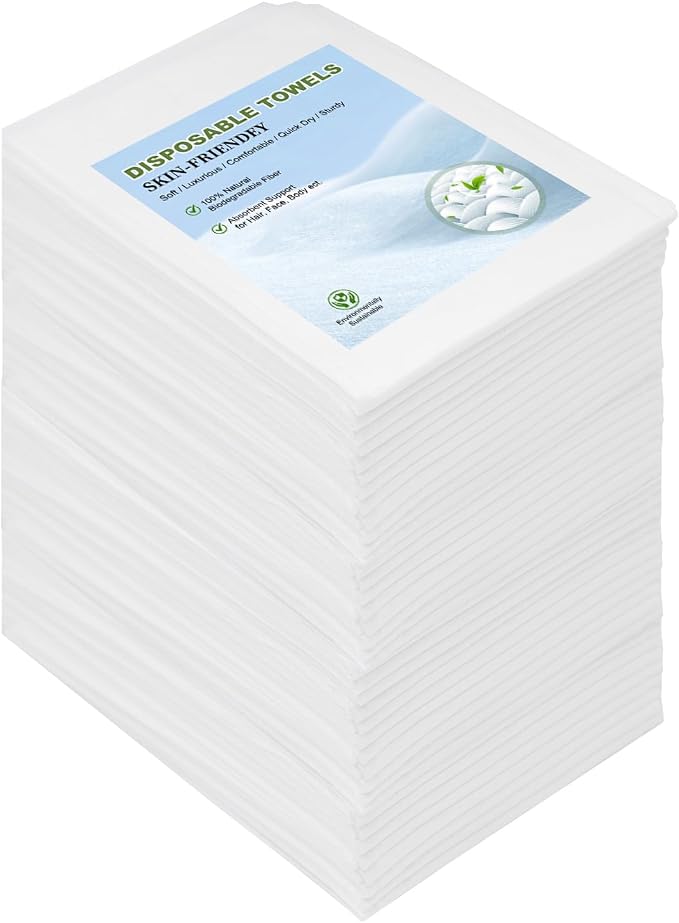 Disposable Hair Drying Towel 32"x16", Ultra Absorbent & Soft Disposable Body by Tvvcalk