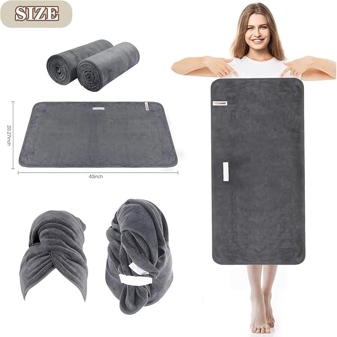 SUNLAND Microfiber Hair Towels Anti Frizz Hair Drying Towel Super Absorbent - Image 5