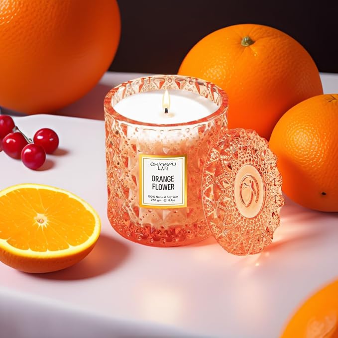 Chloefu LAN Orange Blossom Candle, Natural Soy Scented Candles - Image 6