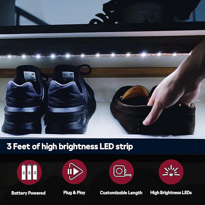 BestLuz Battery Powered LED Strip Lights, 3 Pack 40 Inch Cordless White LED - Image 4