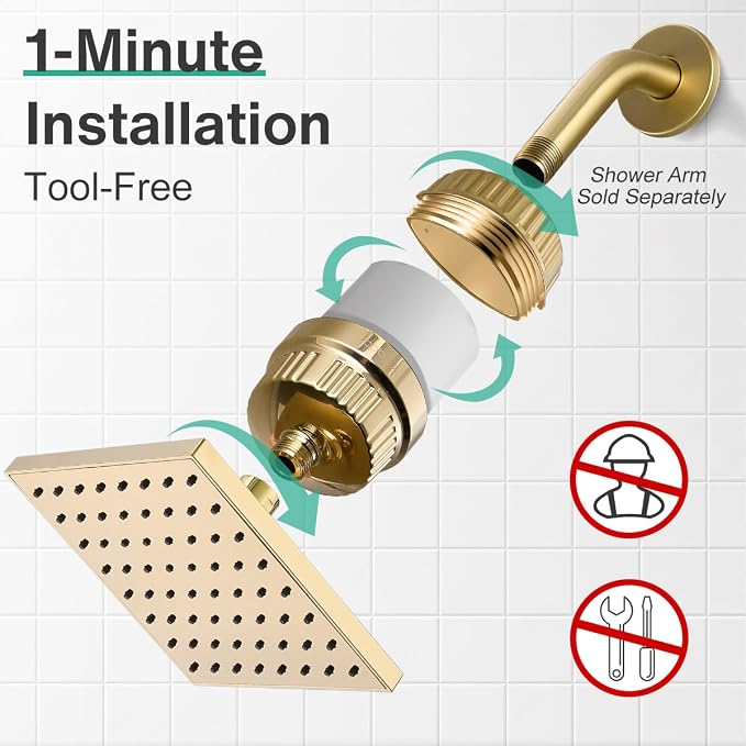 Cobbe High Pressure Filtered Shower Head Combo, Rain Shower Head - Image 9