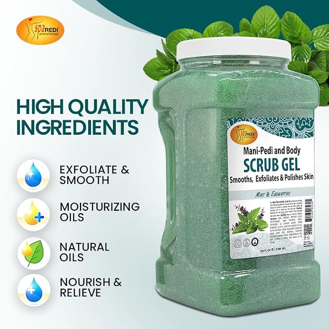 SPA REDI - Exfoliating Scrub Pumice Gel, Mint and Eucalyptus, 128 Oz - Manicure - Image 5