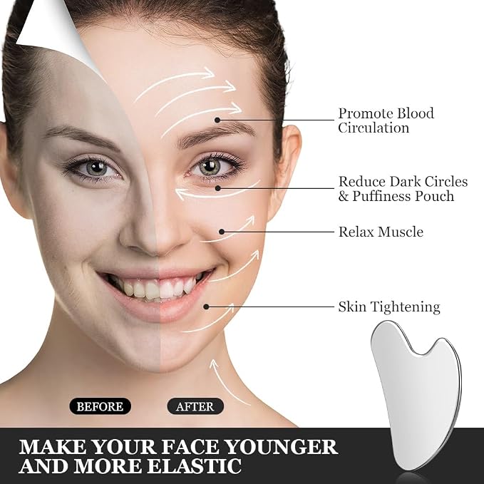 URAQT Stainless Steel Gua Sha Facial Tools Guasha Tools - Image 3