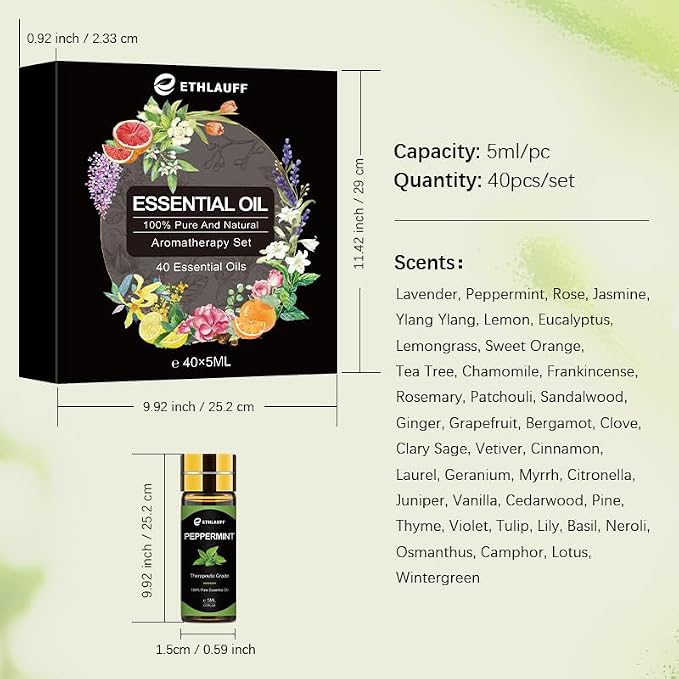 Essential Oils Set 40 Pcs, Humidifier, Candle Bath Bombs Making, 40 * 5ML - Image 3