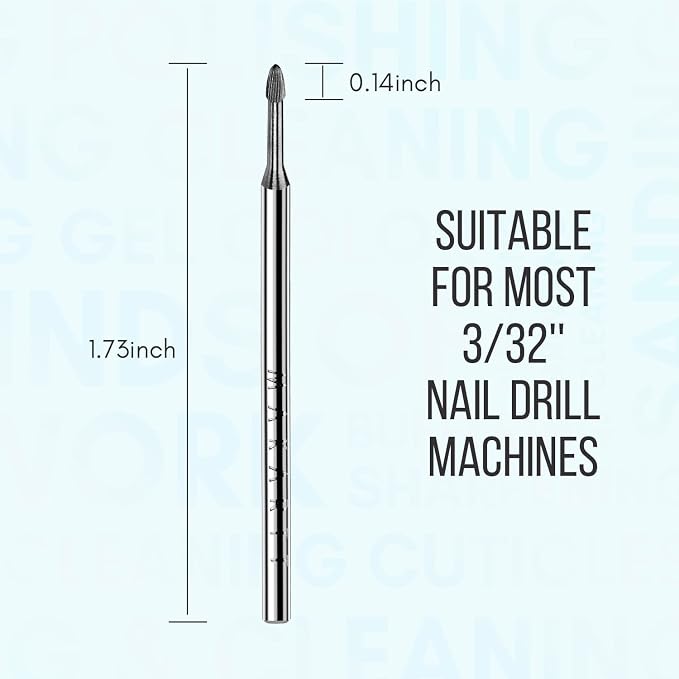 Makartt Nail Drill Bits:3/32" Safety Tungsten Carbide Cuticle Remover Drill Bit - Image 6