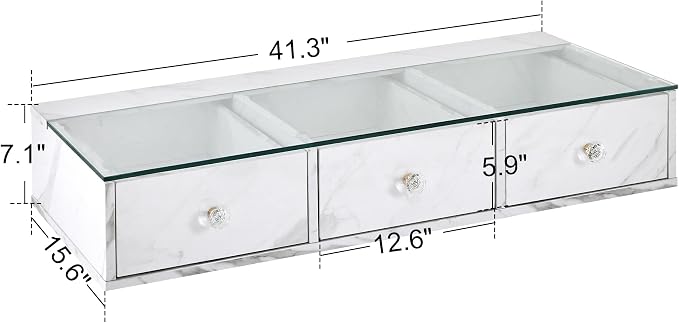 BarberPub Glass Top Wall Mount Station, Beauty Barber Spa Storage Cabinet - Image 3