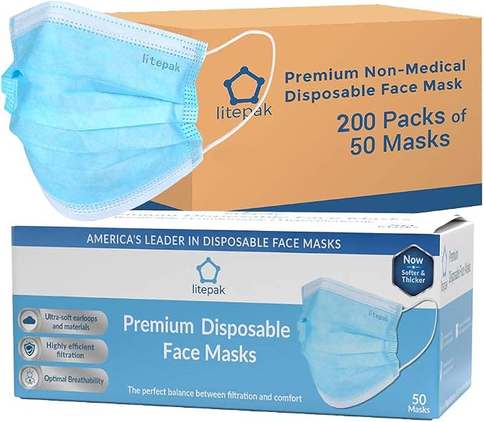 Litepak 500pcs Premium Disposable Face Mask SOFT 3ply Nose Wire - Image 2