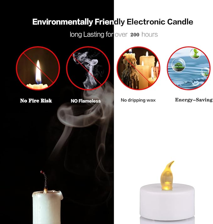 200Pack Battery Tea Lights Candles - Image 3