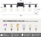6 Light Bathroom Light Fixtures Black Vanity Light Over Mirror Modern Farmhouse - Image 3