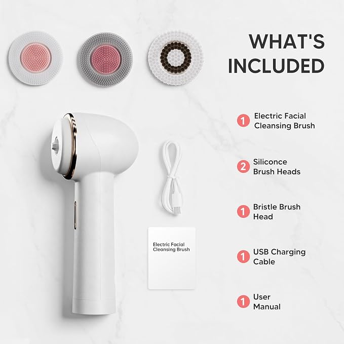 Electric Facial Cleansing Brush, Rechargeable Waterproof Dual Rotating Face - Image 2