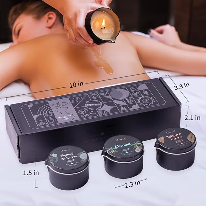 Massage Oil Candle 3 Pack, Coconut Oil Based-Daily Moisturizing Body Oil - Image 3