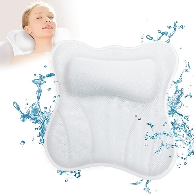 Bath Pillow for Tub Luxury Bathtub Pillow for Head and Neck 4D Air Mesh Spa - Image 2