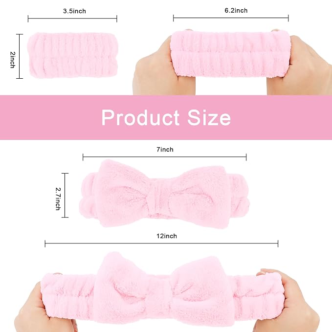 CIEHER 12 PCS Black & Pink Makeup Headband - Image 3