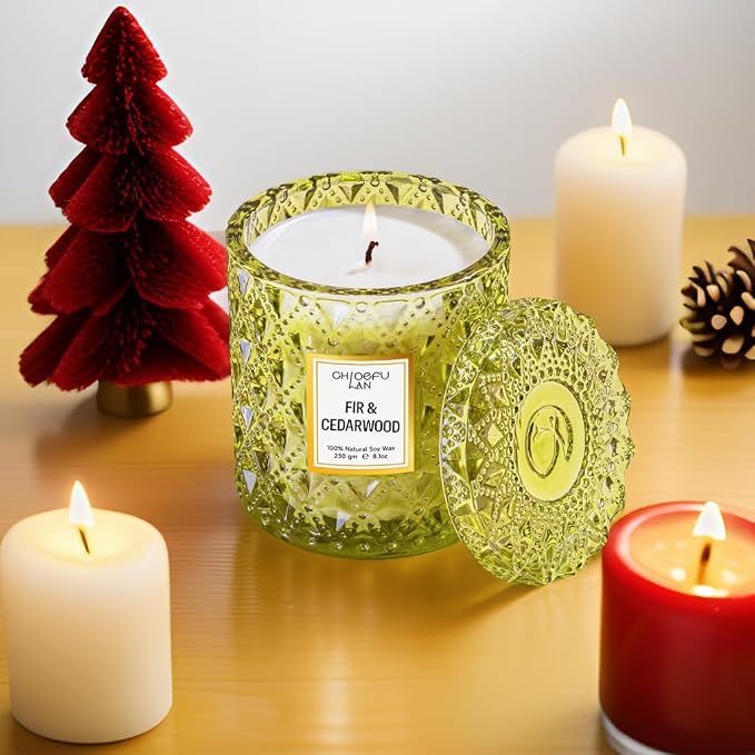 Chloefu LAN Fir & Cedarwood Scented Holiday Candle Christmas Gift, Festival - Image 4