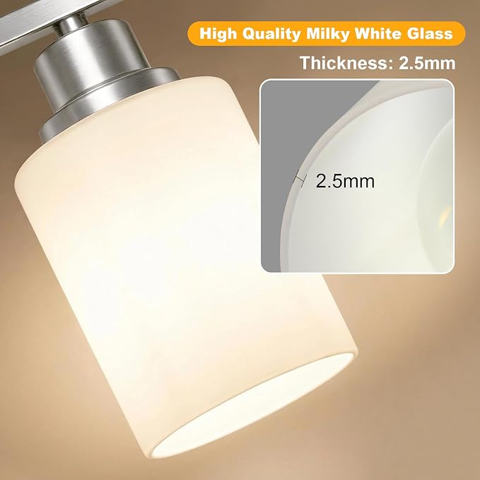 Unicozin 4-Light Bathroom Light Fixtures, Modern Brushed Nickel Vanity Light - Image 8