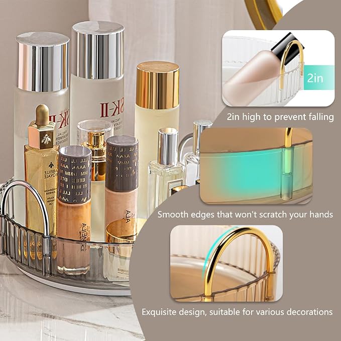 Rotating Makeup Organizer for Vanity, Spinning Cosmetics Storage for Bathroom - Image 4